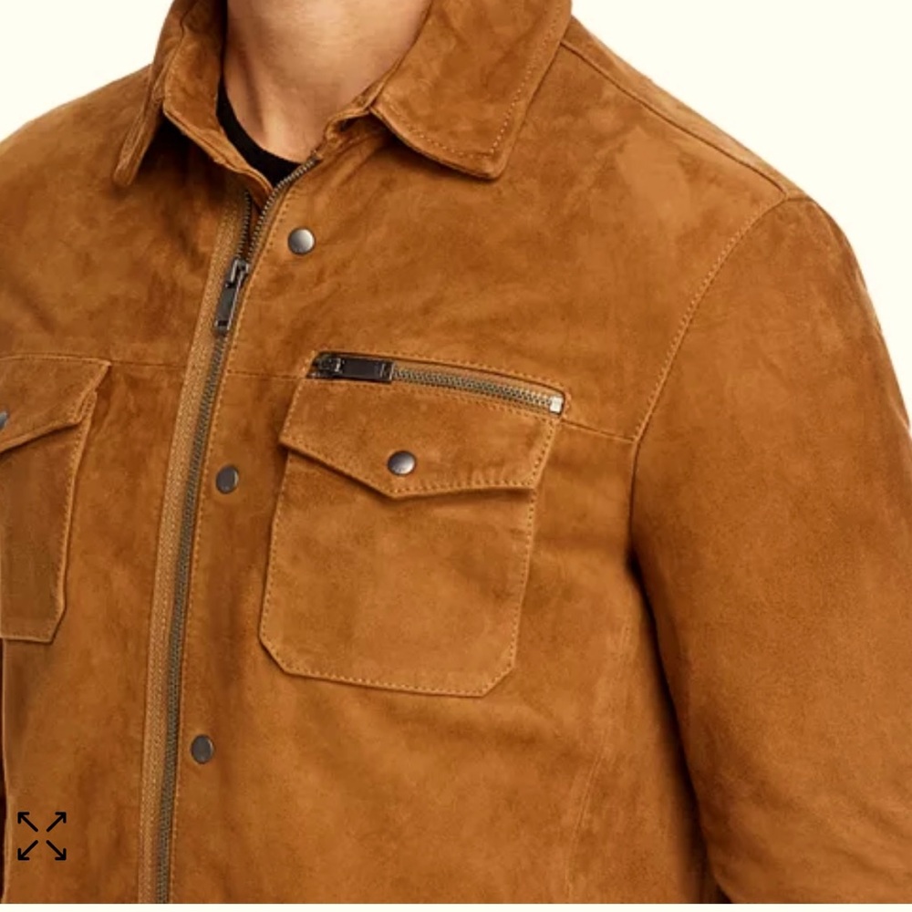 John Varvatos leather shirt jacket, size large